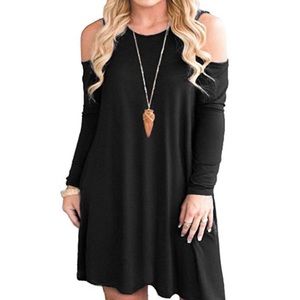 Zenana Premium Black Cold Shoulder Dress